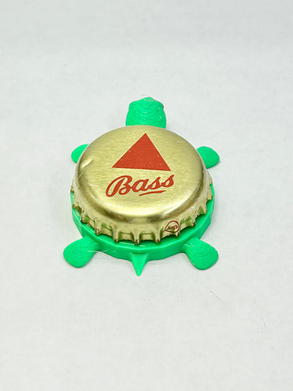 Bass Beer - Bottle Cap Magnet Turtle Shell Shocked Art