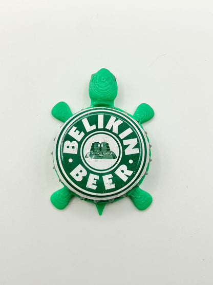 Belikin Beer - Bottle Cap Magnet Turtle Shell Shocked Art