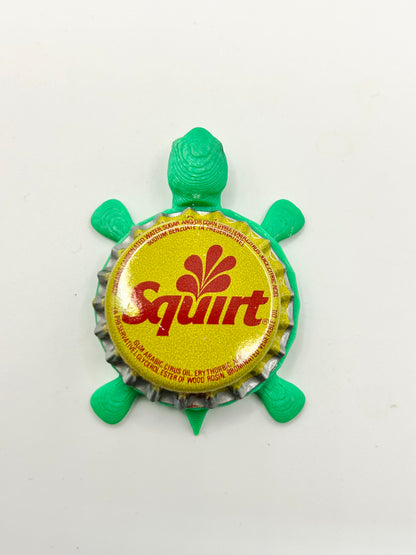 Squirt Soda - Bottle Cap Magnet Turtle Shell Shocked Art