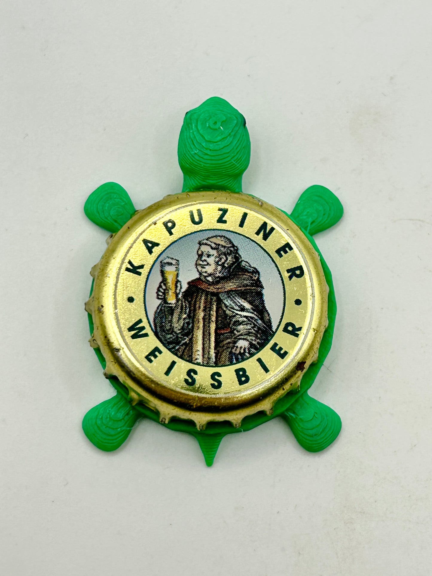 Kapuziner Weissbier - Bottle Cap Magnet Turtle Shell Shocked Art