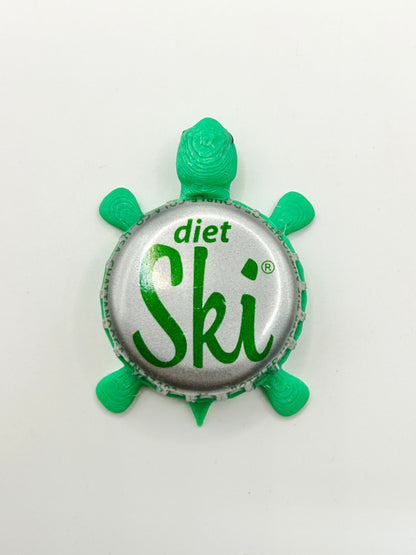 Diet Ski - Bottle Cap Magnet Turtle Shell Shocked Art
