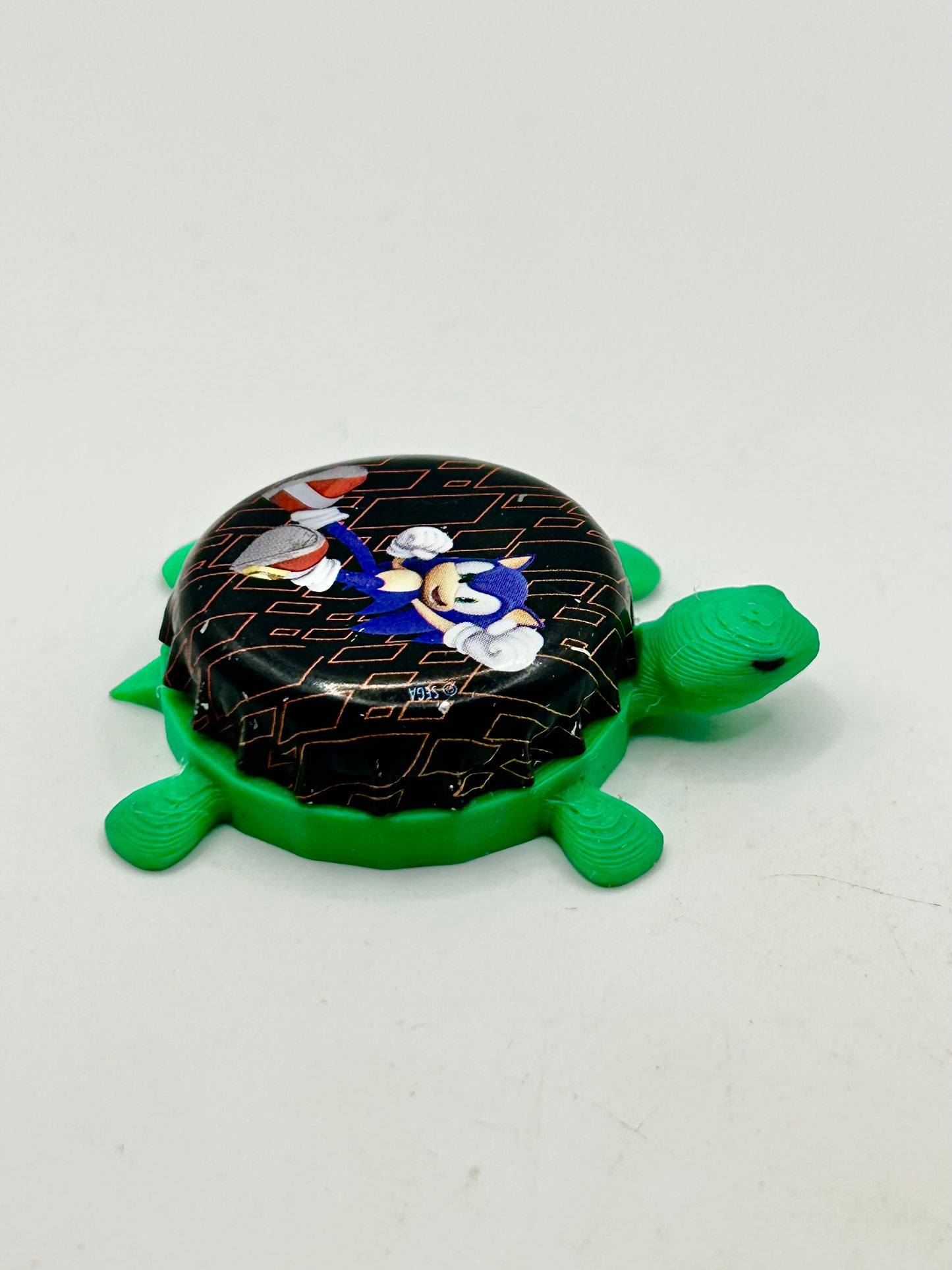 Sonic Fist Pump - Bottle Cap Magnet Turtle Shell Shocked Art