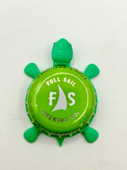 Full Sail Brewing (FS, Green) - Bottle Cap Magnet Turtle Shell Shocked Art