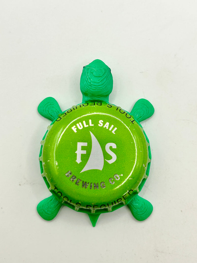 Full Sail Brewing (FS, Green) - Bottle Cap Magnet Turtle Shell Shocked Art
