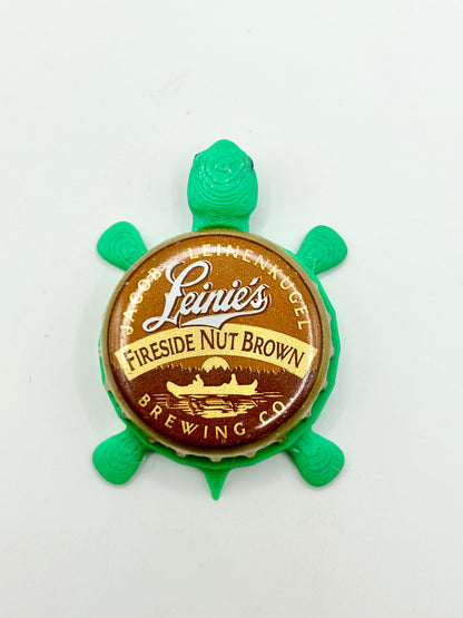 Leinenkugel's Fireside Nut Brown - Bottle Cap Magnet Turtle Shell Shocked Art