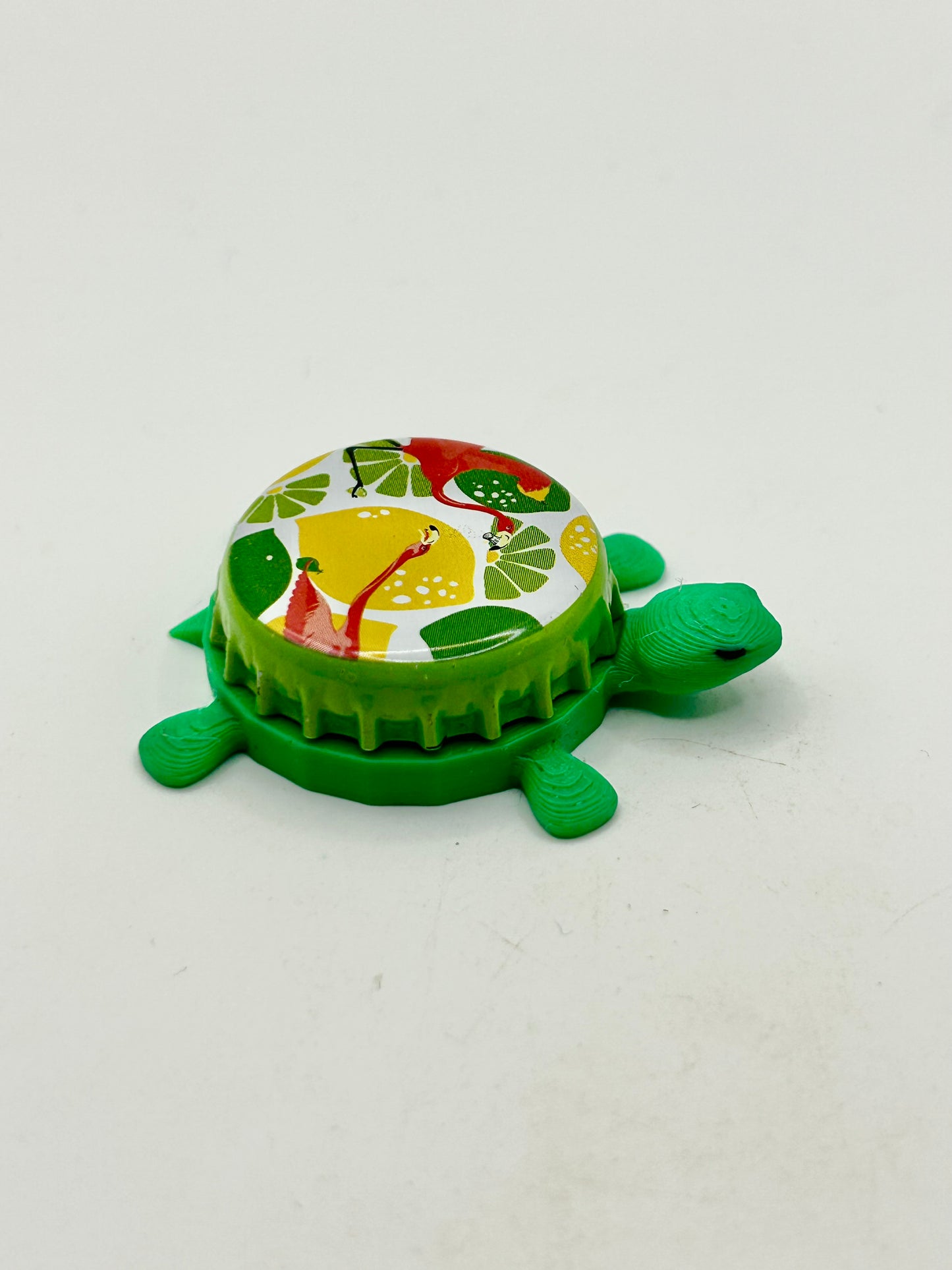 Flamingo Fruit Fight Lemon-Lime Sea Salt (Bell’s Beer) - Bottle Cap Magnet Turtle Shell Shocked Art
