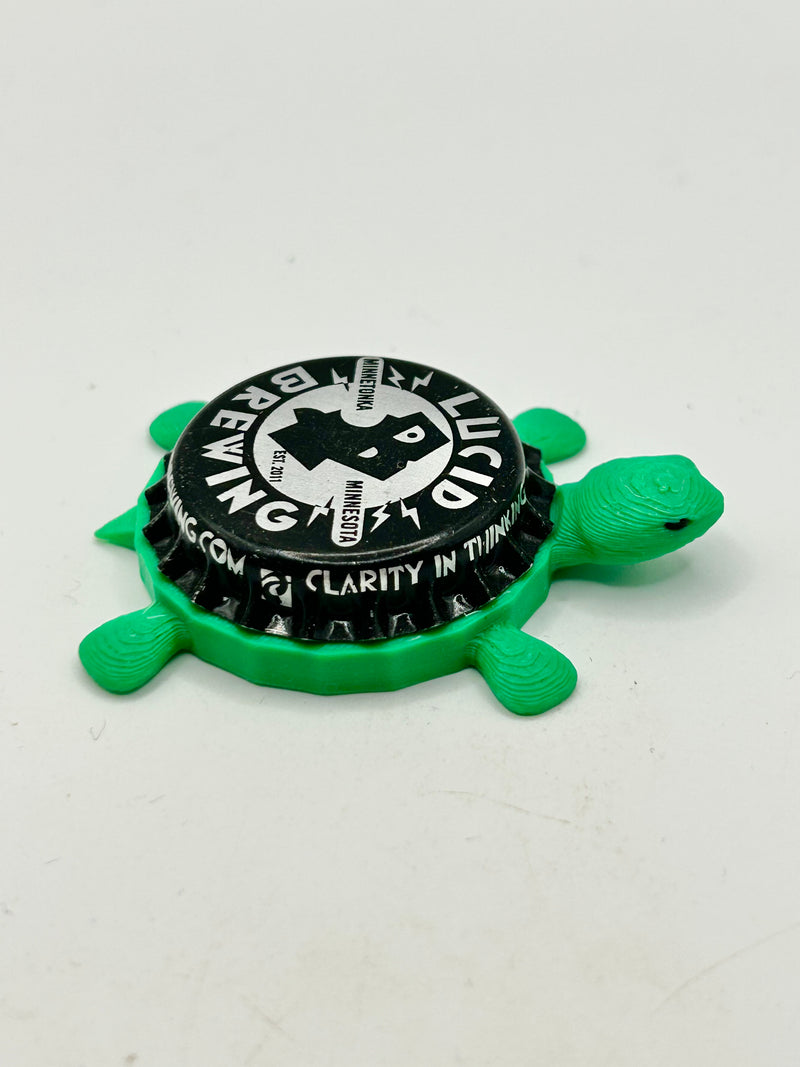 Lucid Brewing - Bottle Cap Magnet Turtle Shell Shocked Art