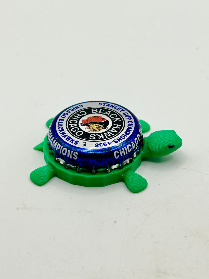 Chicago Blackhawks Stanley Cup Champions (1938) - Bottle Cap Magnet Turtle Shell Shocked Art