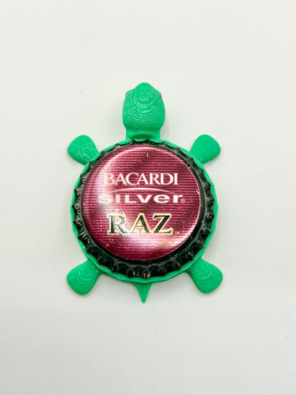 Bacardi Silver RAZ - Bottle Cap Magnet Turtle Shell Shocked Art