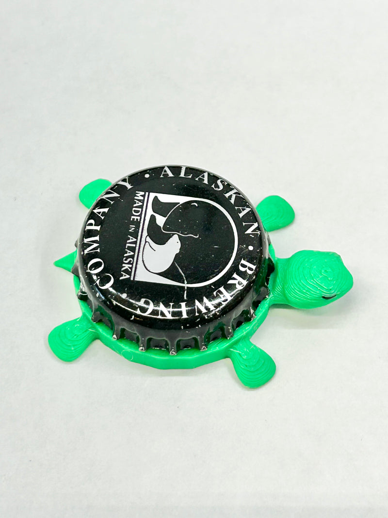 Alaskan Brewing (Black) - Bottle Cap Magnet Turtle Shell Shocked Art