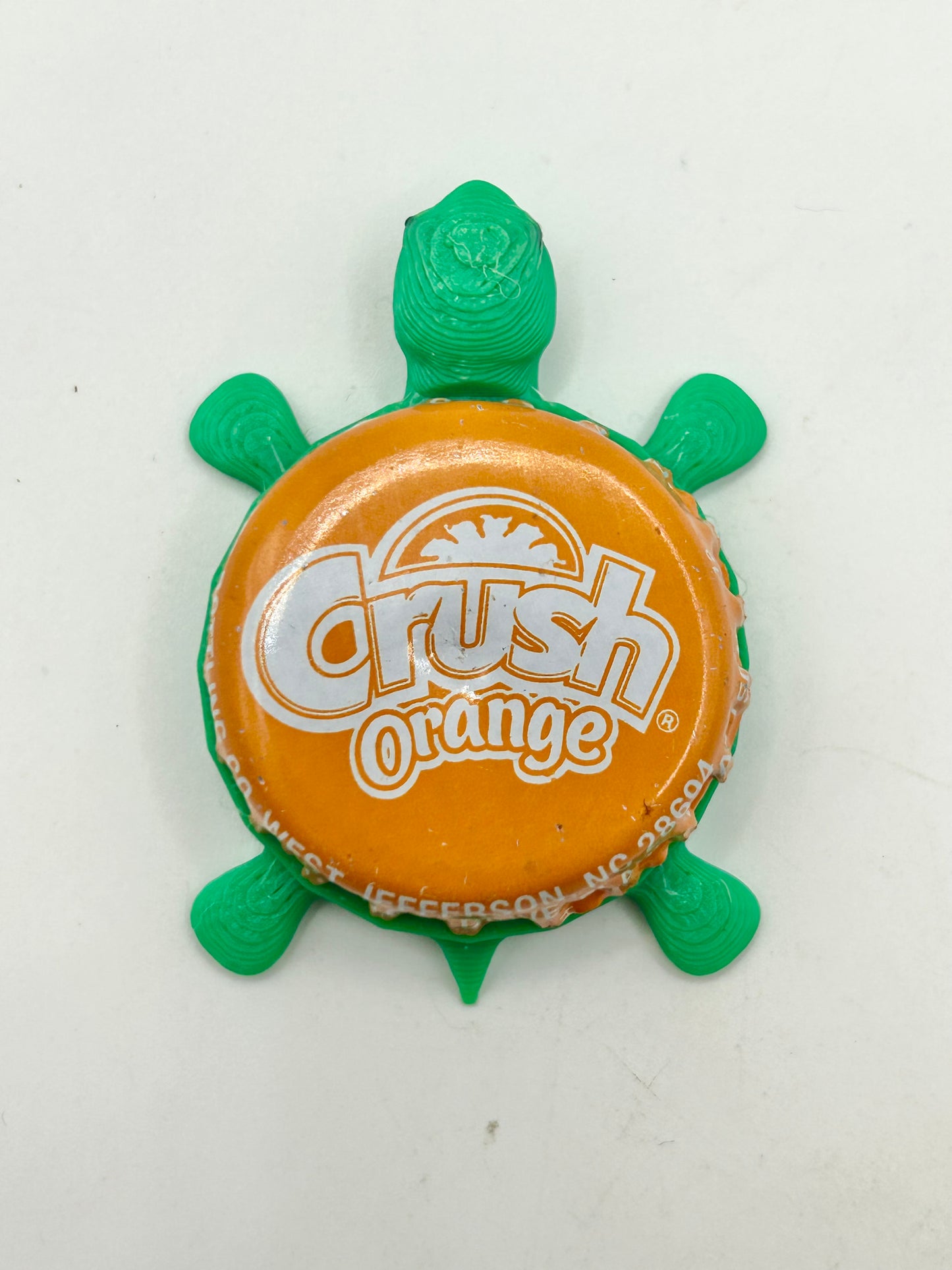 Orange Crush Soda (White Logo) - Bottle Cap Magnet Turtle Shell Shocked Art