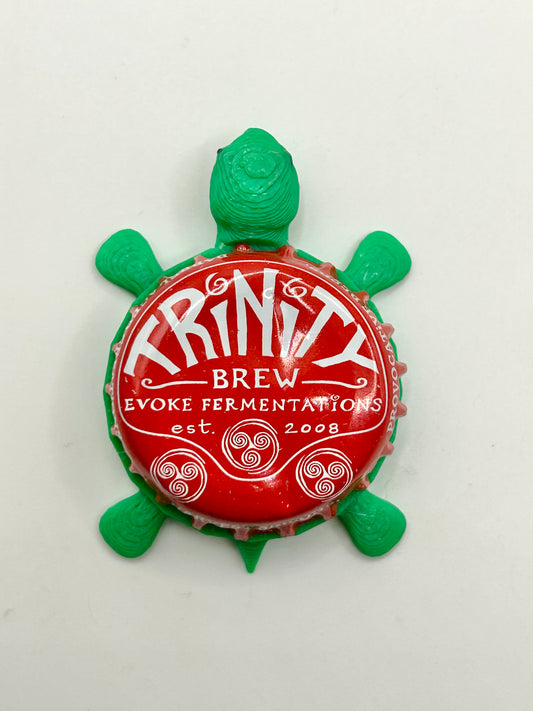 Trinity Brewing - Bottle Cap Magnet Turtle Shell Shocked Art