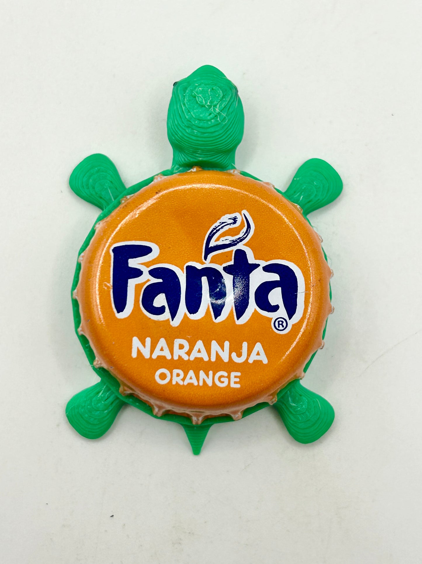 Fanta Naranja Orange - Bottle Cap Magnet Turtle Shell Shocked Art