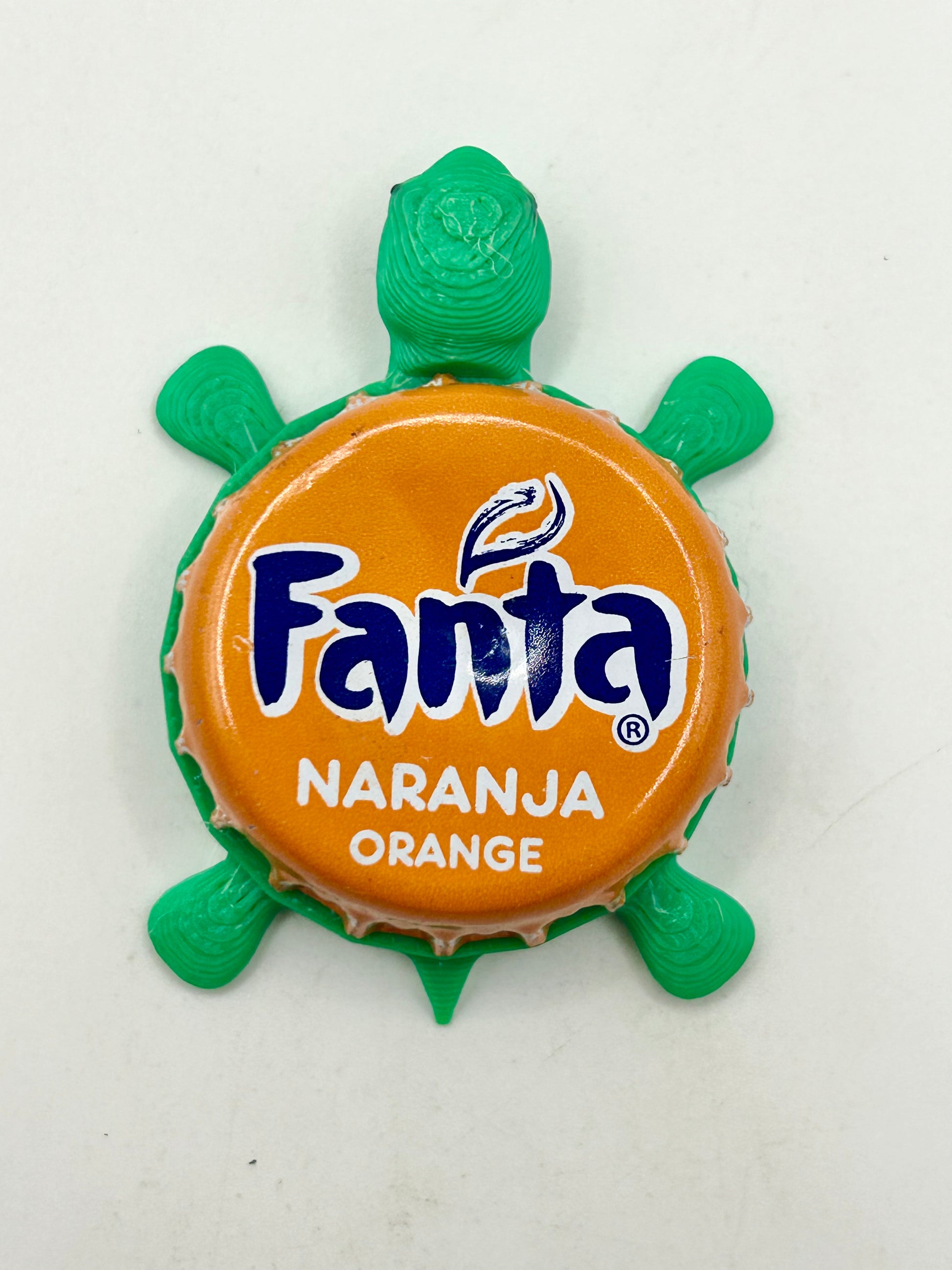 Fanta Naranja Orange - Bottle Cap Magnet Turtle Shell Shocked Art