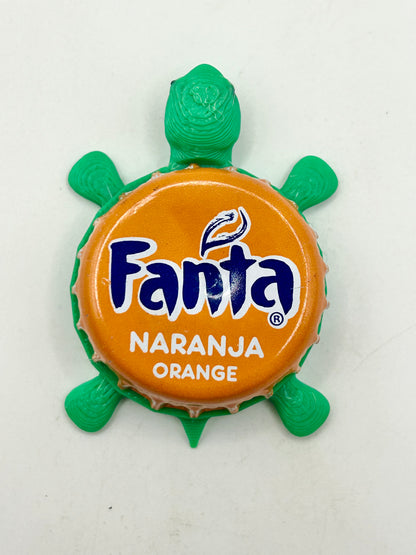 Fanta Naranja Orange - Bottle Cap Magnet Turtle Shell Shocked Art