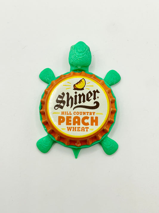 Shiner Peach Wheat - Bottle Cap Magnet Turtle