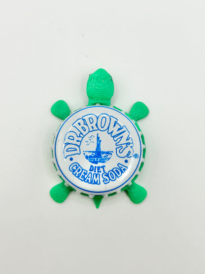 Dr Brown’s Diet Cream Soda - Bottle Cap Magnet Turtle Shell Shocked Art