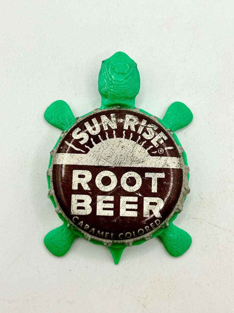 Sun Rise Root Beer - Bottle Cap Magnet Turtle Shell Shocked Art