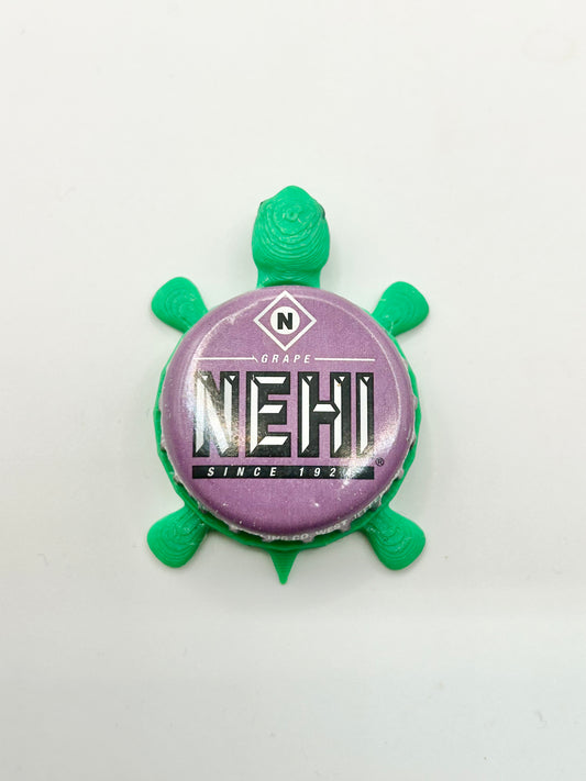 Nehi Grape Soda - Bottle Cap Magnet Turtle