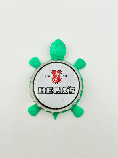 Beck’s Beer (White) - Bottle Cap Magnet Turtle Shell Shocked Art