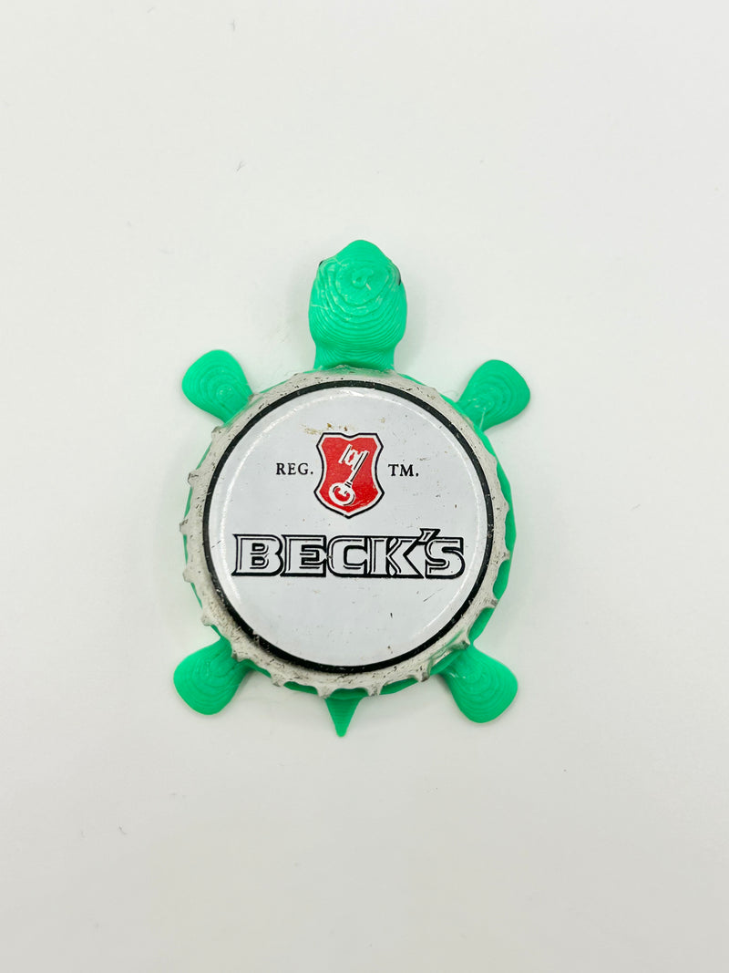 Beck’s Beer (White) - Bottle Cap Magnet Turtle Shell Shocked Art
