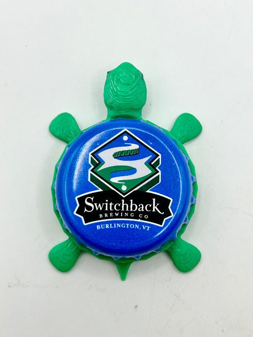 Switchback Brewing (Blue) - Bottle Cap Magnet Turtle Shell Shocked Art