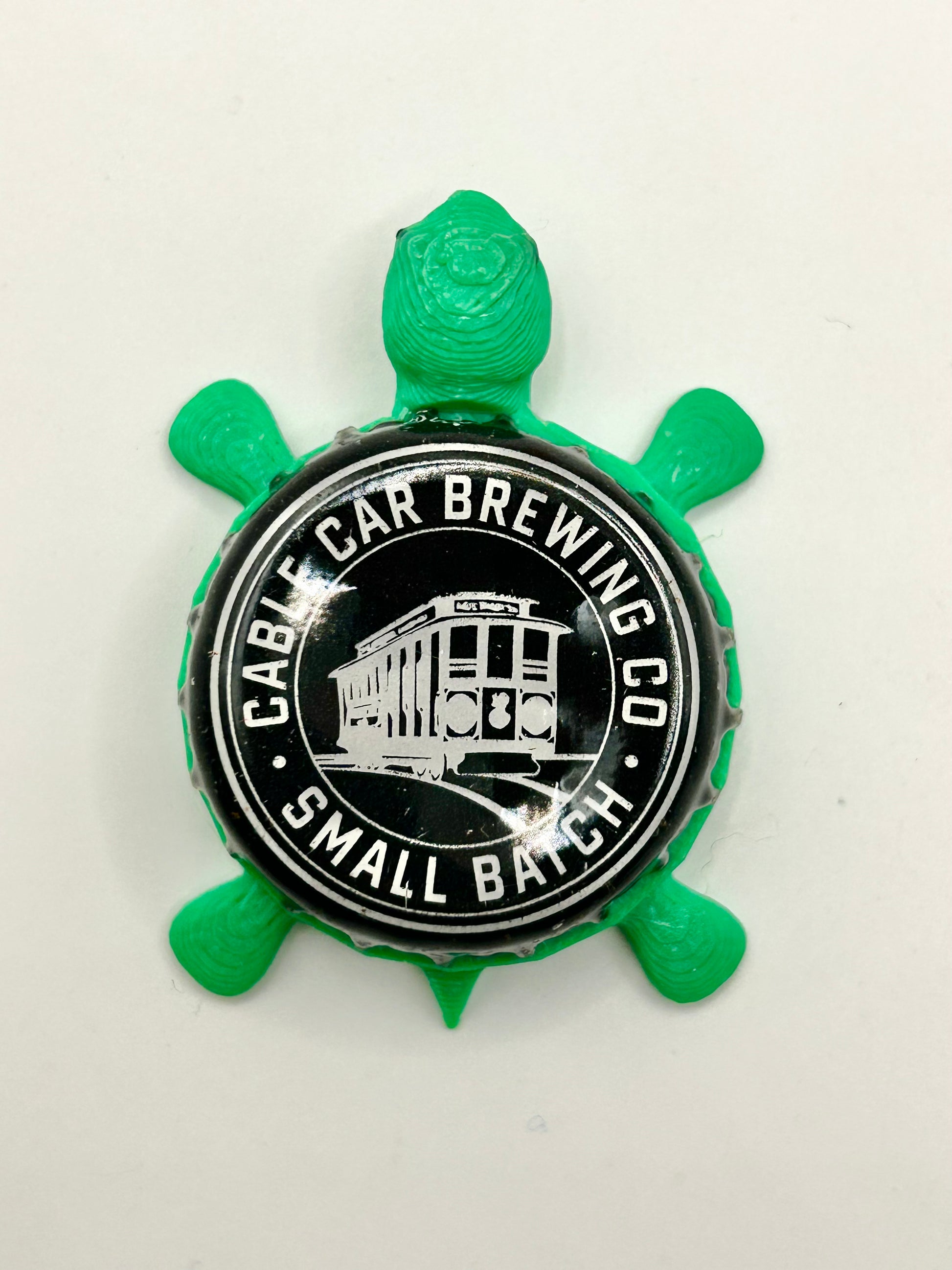 Cable Car Brewing - Bottle Cap Magnet Turtle Shell Shocked Art