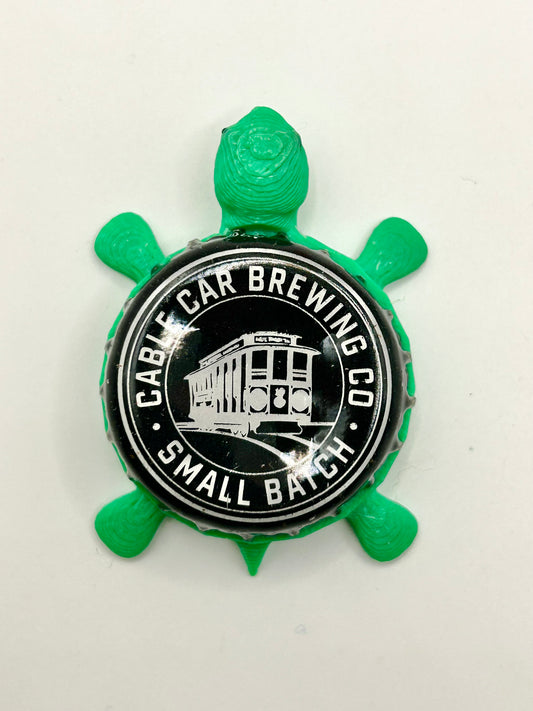 Cable Car Brewing - Bottle Cap Magnet Turtle Shell Shocked Art