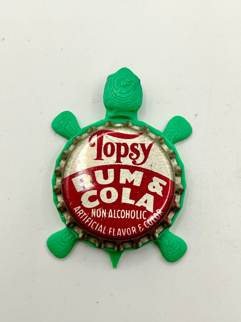 Topsy Rum and Cola (Vintage) - Bottle Cap Magnet Turtle Shell Shocked Art