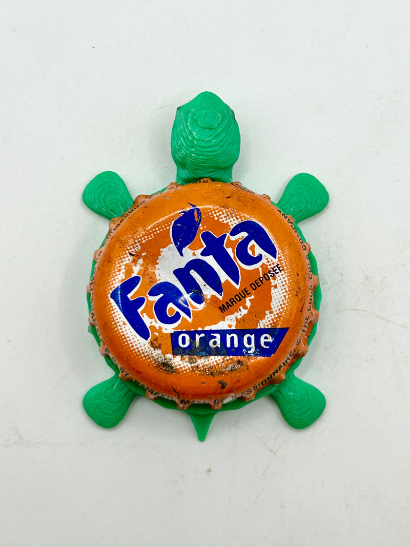 Fanta Orange Soda - Bottle Cap Magnet Turtle Shell Shocked Art
