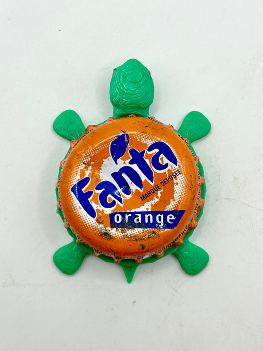 Fanta Orange Soda - Bottle Cap Magnet Turtle Shell Shocked Art