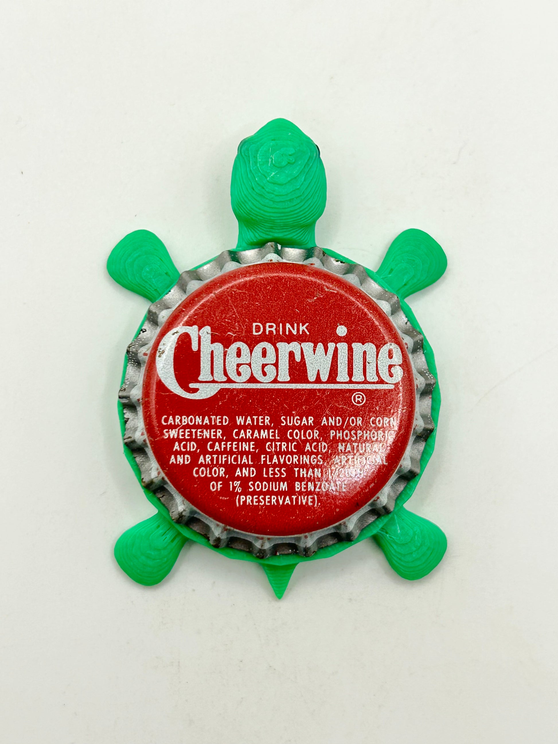 Cheerwine (Vintage Red) - Bottle Cap Magnet Turtle Shell Shocked Art