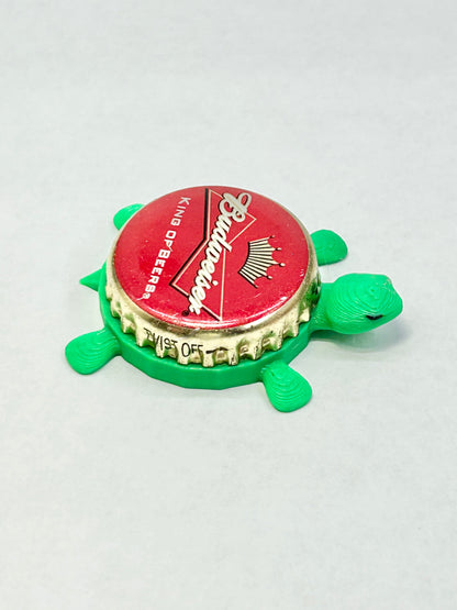 Budweiser King of Beers - Bottle Cap Magnet Turtle Shell Shocked Art