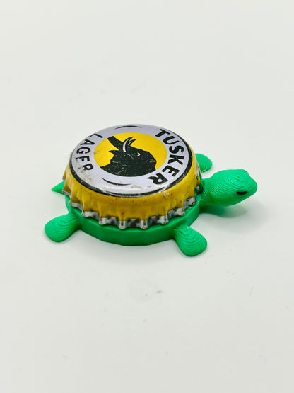 Tusker Lager - Bottle Cap Magnet Turtle Shell Shocked Art