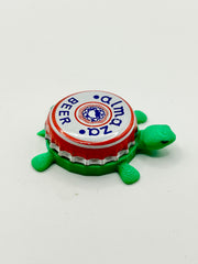 Almaza Beer - Bottle Cap Magnet Turtle Shell Shocked Art