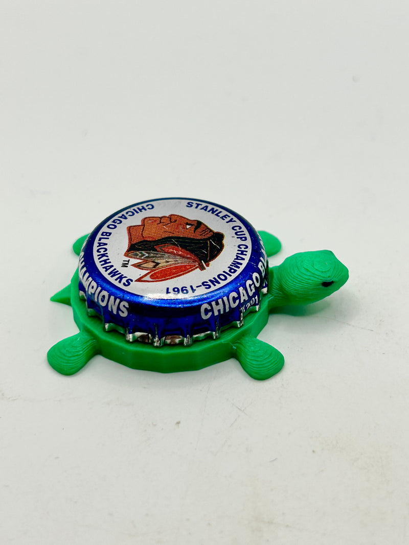 Chicago Blackhawks Stanley Cup Champions (1961) - Bottle Cap Magnet Turtle Shell Shocked Art