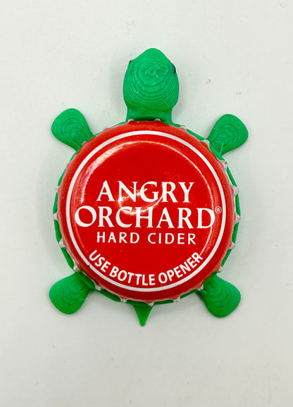 Angry Orchard Cider (Red/White Trim) - Bottle Cap Magnet Turtle Shell Shocked Art