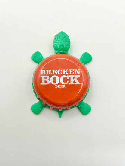 Brecken Bock Beer - Bottle Cap Magnet Turtle Shell Shocked Art