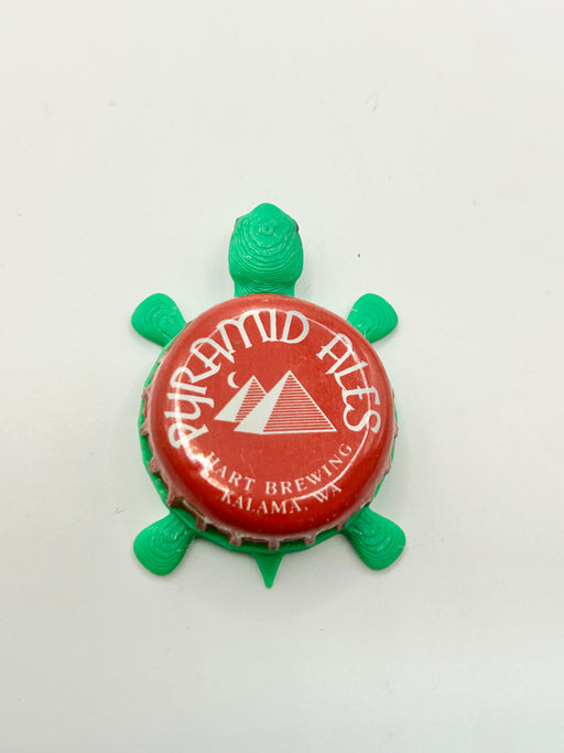 Pyramid Ales Brewing (Vintage - Red) - Bottle Cap Magnet Turtle Shell Shocked Art