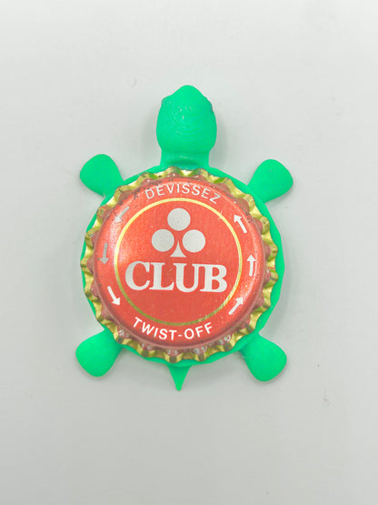 Club Soda - Bottle Cap Magnet Turtle Shell Shocked Art