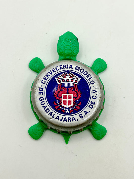 Modelo Cerveceria (Silver) - Bottle Cap Magnet Turtle Shell Shocked Art