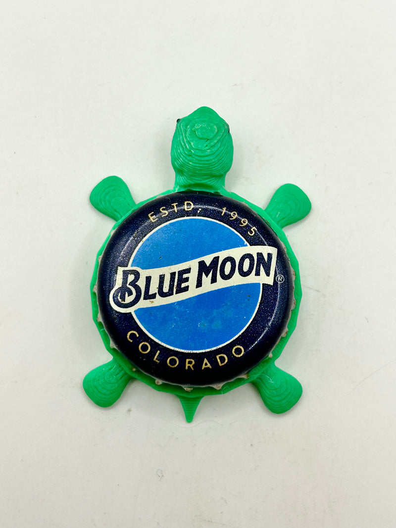 Blue Moon (Est 1995 Colorado - Rare) - Bottle Cap Magnet Turtle Shell Shocked Art