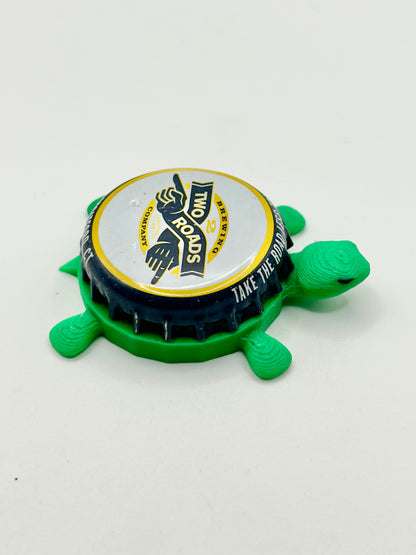 Two Roads Brewing - Bottle Cap Magnet Turtle Shell Shocked Art