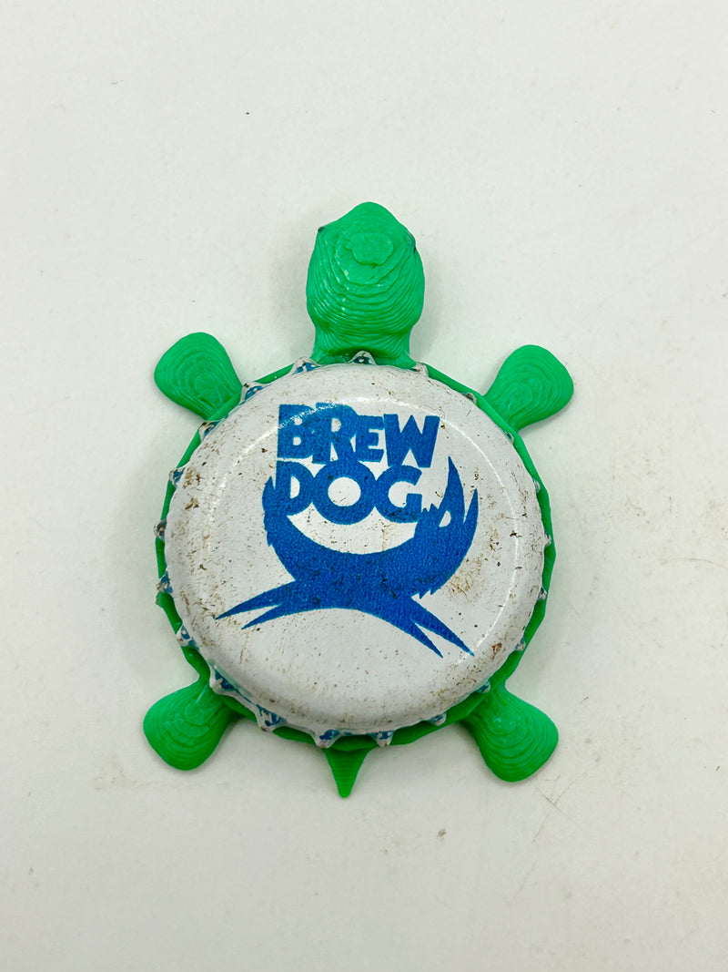 Brew Dog (Blue with Text) - Bottle Cap Magnet Turtle Shell Shocked Art