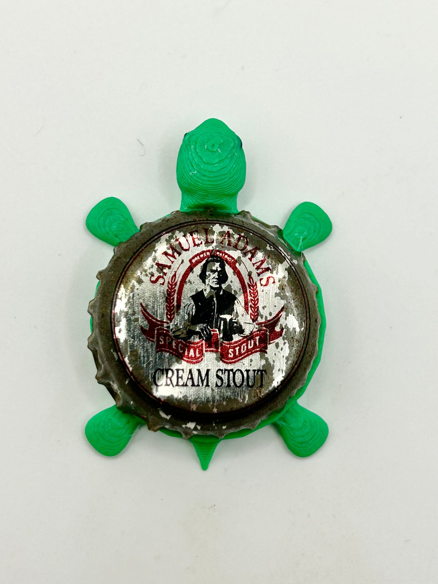 Sam Adams Cream Stout (Vintage Silver) - Bottle Cap Magnet Turtle