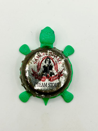 Sam Adams Cream Stout (Vintage Silver) - Bottle Cap Magnet Turtle Shell Shocked Art