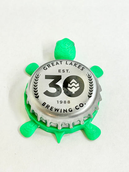 Great Lakes Brewing Co (30th Anniversary) - Bottle Cap Magnet Turtle Shell Shocked Art