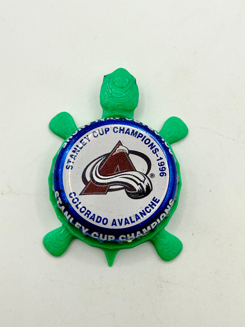 Colorado Avalanche Stanley Cup Champions (1996) - Bottle Cap Magnet Turtle Shell Shocked Art
