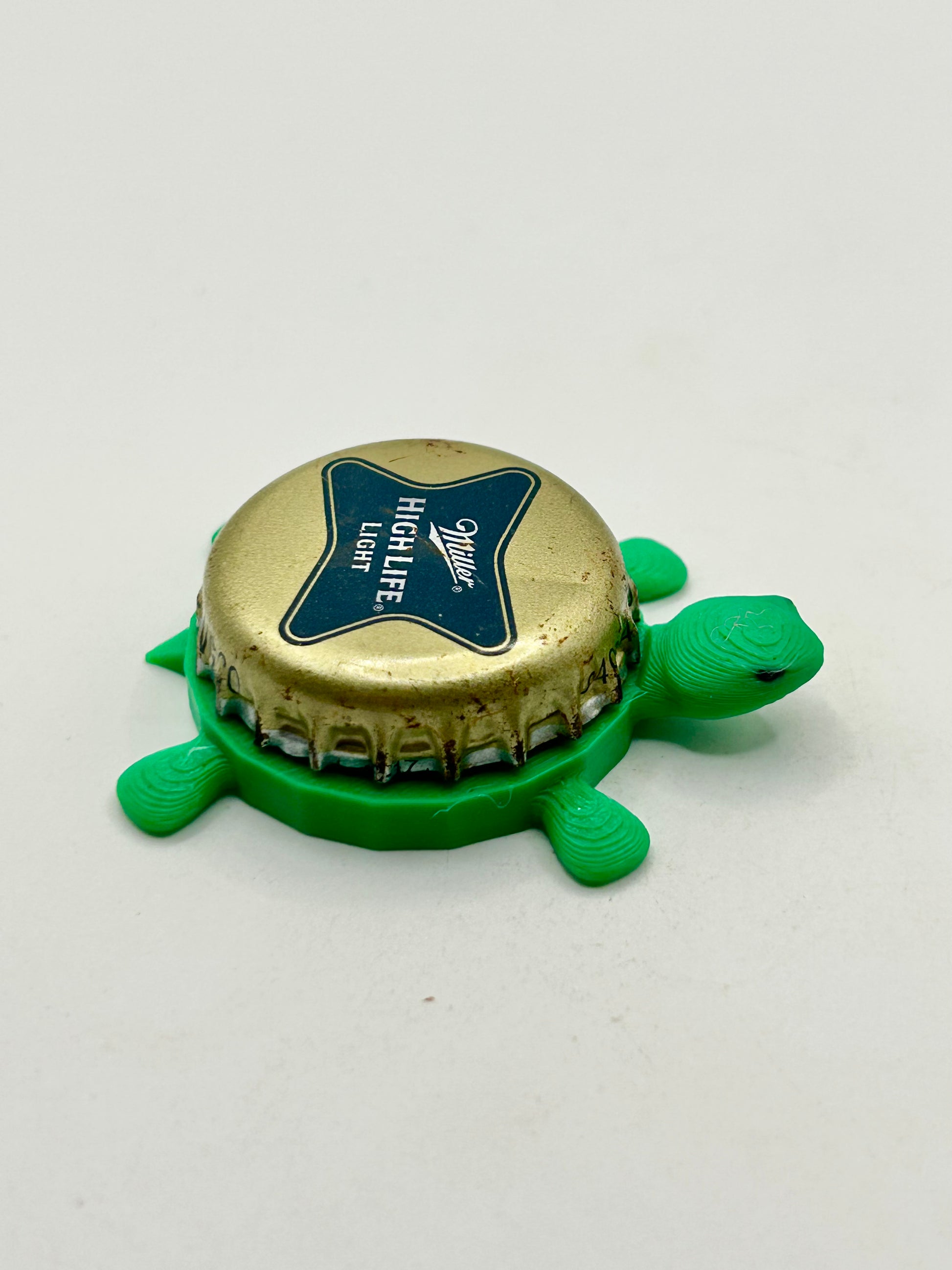 Miller High Life Light - Bottle Cap Magnet Turtle Shell Shocked Art