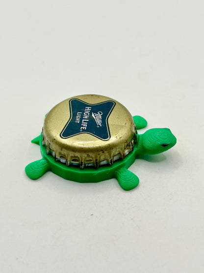 Miller High Life Light - Bottle Cap Magnet Turtle Shell Shocked Art
